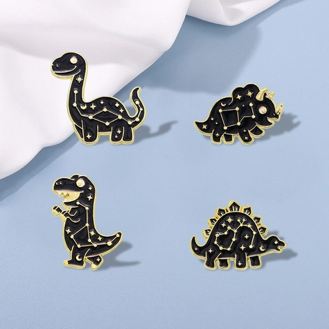 Simpatica Spilla In Smalto A Forma Di Dinosauro Costellazione Cielo Stellato Cartone Animato Pin Per Borse Vestiti