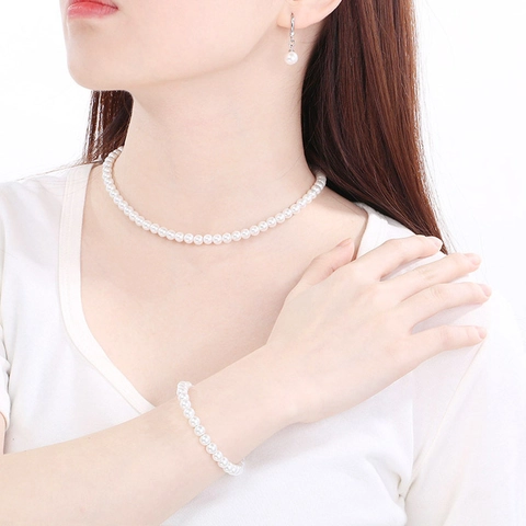 Collana Bracciale Orecchini Perla Artificial Francese Elegante Perla Artificial Conchiglia Acciaio Inossidabile Per Donna Moda
