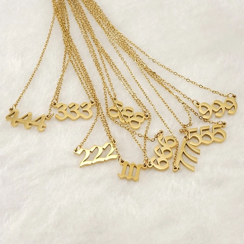 Collana Con Numero Dell'angelo In Acciaio Inossidabile Placcato Oro 18K Ciondolo Commemorativo Per Donna Gioielli Gotici Minimalisti