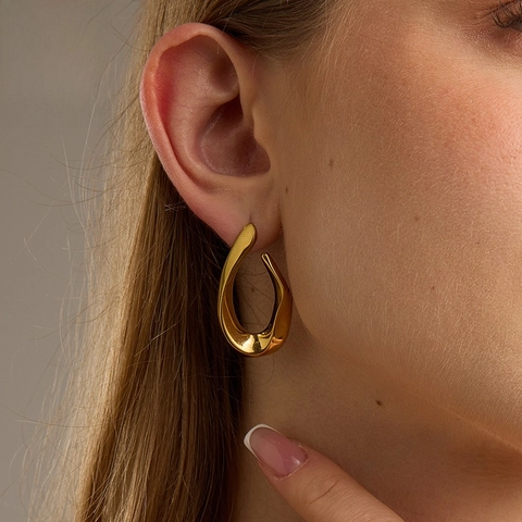 Minimalist Stainless Steel Irregular Fluid Teardrop Stud Earrings For Women Gold Plated Geometric Liquid Metal Fashion Jewelry