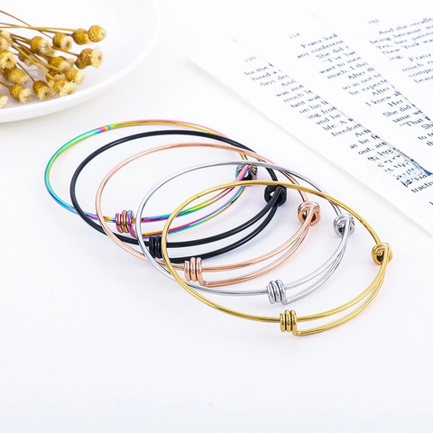 Verstelbare Draad Bangle Armband Roestvrij Staal Dunne Spoel Minimalistisch Eenvoudige Mode Voor Vrouwen