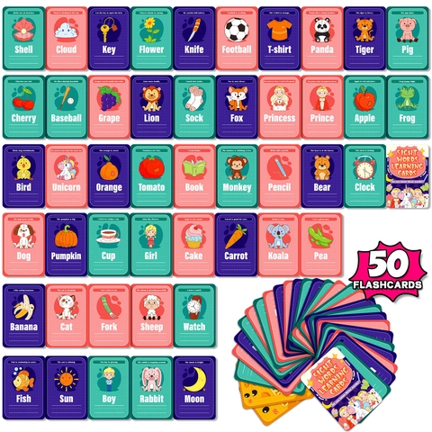 Carte Didattiche Parole Comuni Inglese Carte Apprendimento Educativo Con Illustrazioni Colorate E Frasi Per Bambini