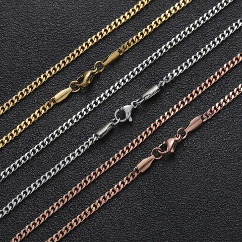 Collar De Cadena De Eslabones Cubanos De Acero Inoxidable Estilo Hiphop Joyería Unisex Con Chapado Al Vacío Y Cierre De Langosta