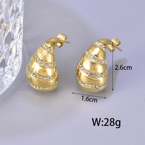 Elegante Tropfenförmige Ohrstecker Aus Edelstahl Für Damen 18K Vergoldet Strass Tropfen Ohrringe Luxuriöser Schmuck