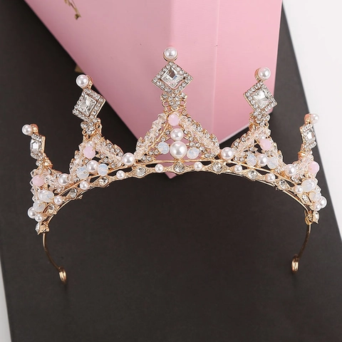 Couronne Diadème de Princesse pour Filles en Alliage Plaqué Or Argent Avec Papillon Perles Artificielles et Strass Serre-tête Accessoires de Coiffure Fête