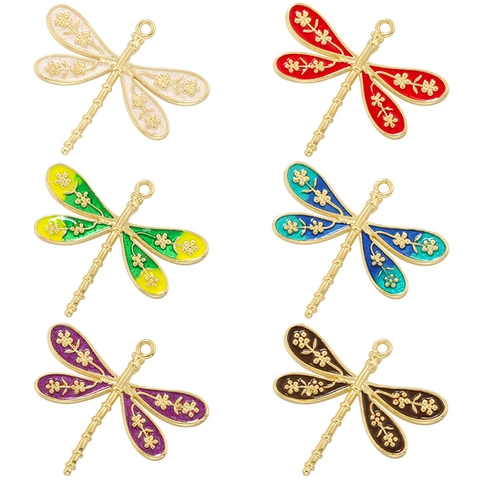 Dragonfly Charms Pendants Copper Enamel Colorful Drip Oil Painting Style DIY Jewelry Making Accessories For Necklaces