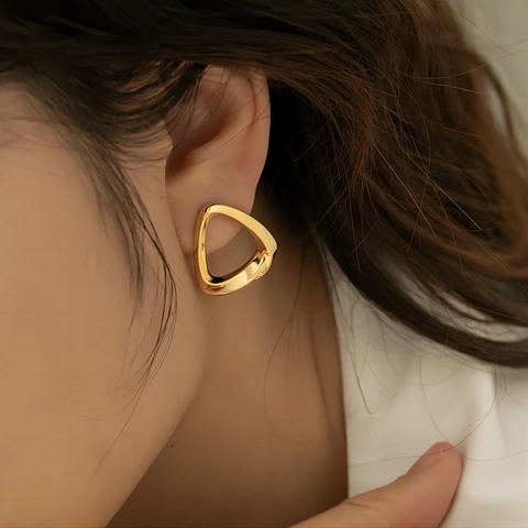 Orecchini A Lobo Triangolo Geometrico Placcati Oro 304 Acciaio Inossidabile Cavi Intrecciati Gioielli Minimalisti