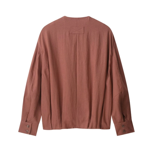 Damen Locker Jacke Einreihig Langarm Lässig Wildleder Optik Karminrot Gewebtes Oberteil Vintage Stil