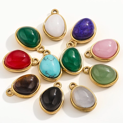 Naturstein Tropfen Anhänger 18K Vergoldeter Edelstahl Wassertropfen Charm Für DIY Schmuckherstellung Zubehör
