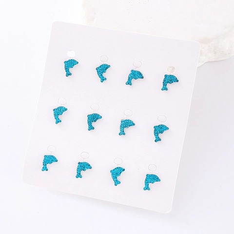 Dolphin Stud Earrings 304 Stainless Steel Rhinestone Glitter Exquisite Small Animal Jewelry For Women Girls Fresh Sweet