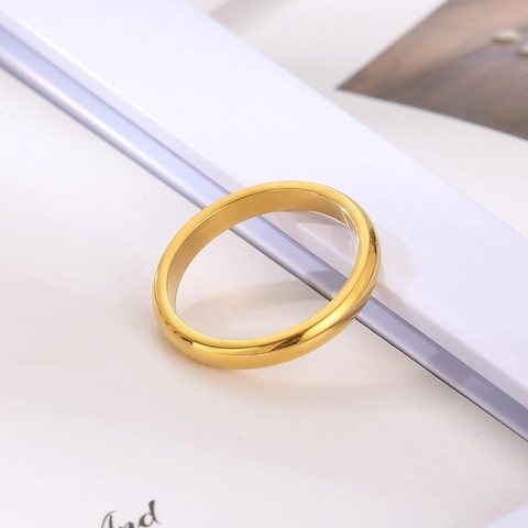 Anillo de Banda Lisa de Acero Inoxidable Minimalista para Mujer Estilo Japonés Coreano Pulido Oro Plata Oro Rosa Negro Joyería