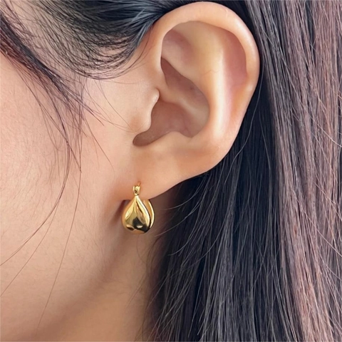 Orecchini A Cerchio A Goccia D'acqua In Argento Sterling 925 Per Donna Moda Minimalista Lucida Teardrop Geometrico