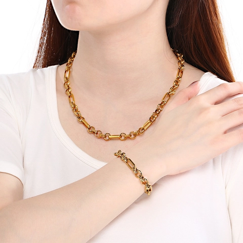 Unisex Acciaio Inossidabile Catena Collana Bracciale Maglia Rettangolare Liscia Rotonda Strutturata Moda