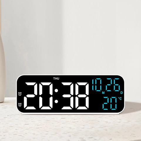 Reloj Despertador Digital LED Pantalla Grande Reloj Electrónico De Sobremesa Con Temperatura Fecha Semana Alarma Dual