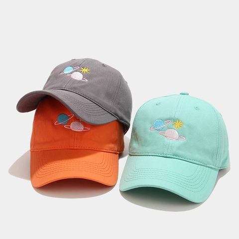 Baseball Cap Cotton Planet Asteroid Embroidery Curved Brim Adjustable Casual Outdoor Sunshade Hat
