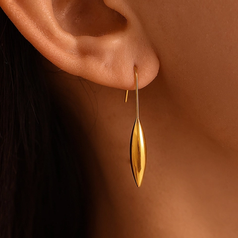 Orecchini Pendenti a Goccia in Acciaio Inossidabile Minimalista per Donna Orecchini a Gancio Geometrici Placcati Oro 18K Gioielli di Moda