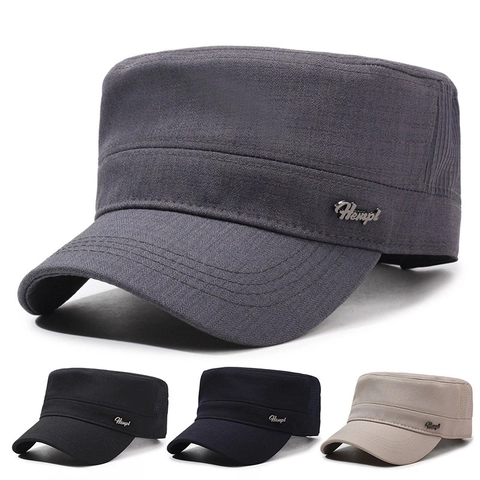 Gorra Cadet Hombre Transpirable Algodón Malla Protección Solar Exterior Casual Ajustable Flat Top Estilo Militar