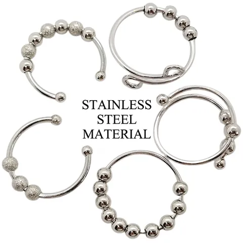 Anti Angst Fidget Ring Set Für Damen Herren Edelstahl Kupfer Drehbare Perlen Einstellbare Stressabbau Spinner Ringe Schmuck Geschenk
