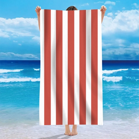 Striped Beach Towel Microfiber Quick Dry Absorbent Lightweight Bath Blanket For Swimming Pool Travel Summer Vacation