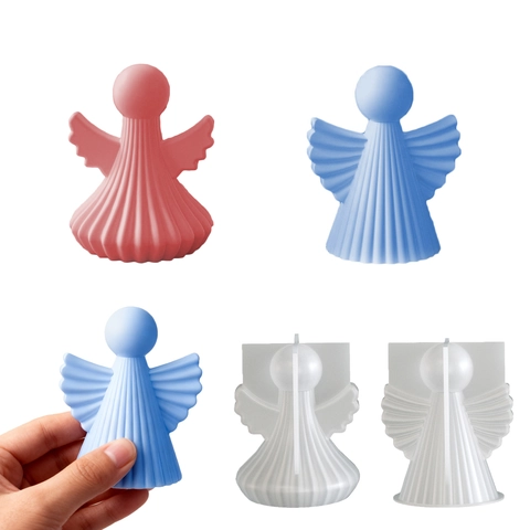 Angel Wings Striped Silicone Mold 3D DIY Craft For Scented Candle Resin Plaster Making