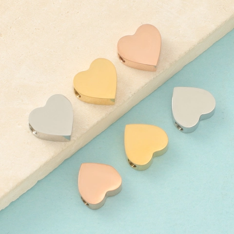 Heart Shaped Small Hole Beads 304 Stainless Steel Mirror Polished For DIY Jewelry Making Necklace Bracelet Accessory