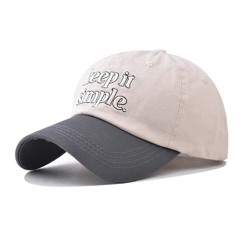 Gewassen Katoenen Honkbalpet Geborduurd Keep It Simple Letter Retro Distressed Kleurblok Klepcap Voor Heren Dames