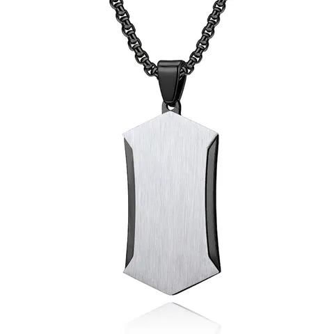 Collier Homme En Acier Inoxydable Pendentif Bouclier Losange Finition Brossée Bijoux Hip Hop Géométriques Style Cool