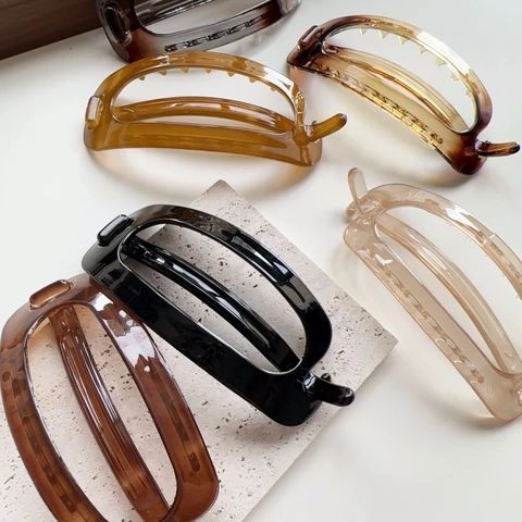 Pinza Para El Cabello Hueca Ovalada Pasador Simple De Resina Plástico Acrílico Para Mujeres Accesorios Estilo Coreano