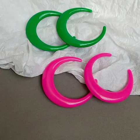 Große C-Creolen Acrylharz Bunt Retro Übergröße Modischer Damenschmuck Mit Silber Ohrstecker