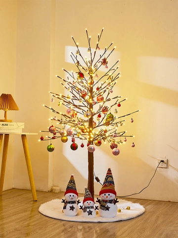 Albero Di Natale Artificiale Illuminato LED Ramo PVC Lampada Bagliore Caldo Decorazione Casa Interni Tema Pupazzo Di Neve