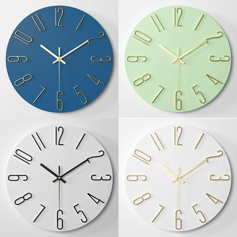 Reloj De Pared Silencioso Moderno Decorativo Redondo Textura Grano De Madera Para Sala De Estar Dormitorio Oficina Hogar