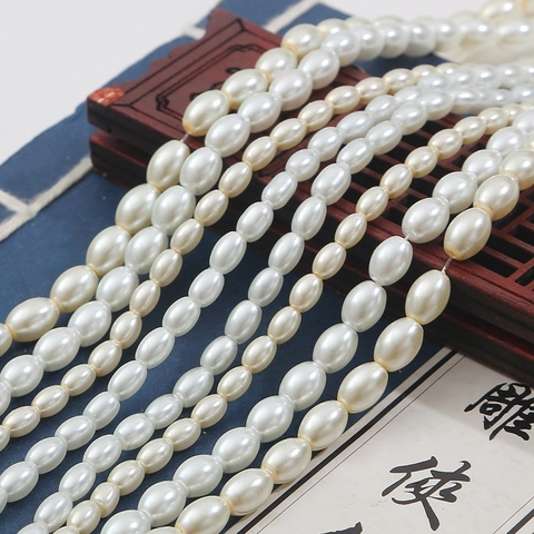 Oval Glass Imitation Artificial Pearl Loose Beads Rice Shape For DIY Jewelry Making Bracelet Necklace Handcraft Vintage Headwear Accessories