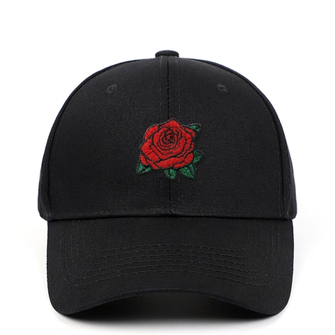 Casquette De Baseball Broderie Rose Coton Réglable Visière Courbe Protection Solaire Extérieur Chapeau Sport Femmes Hommes