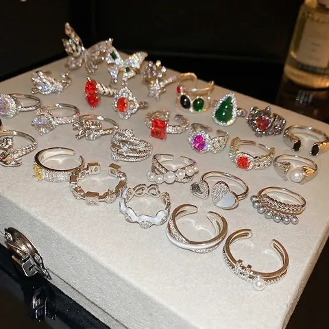 Anelli Aperti Farfalla Cuore Stella Zircone Regolabile Elegante Stile Coreano Gioielli Da Donna Regalo Scintillante
