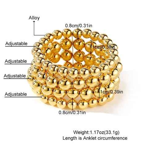 Layered Bracelets Alloy Metal Beads Faux Artificial Pearls Toggle Clasp Punk Hip Hop Geometric Jewelry For Women