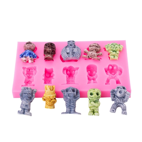 Halloween Silicone Mold Skull Ghost Zombie Shapes DIY Baking Fondant Chocolate Decoration Tray Kitchen Tool
