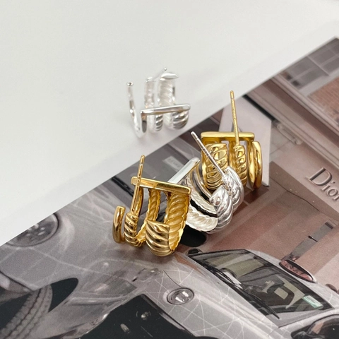 925 Sterling Silver Earrings Multi-Layer C-Shaped Twisted Geometric Stud Earrings For Women Minimalist Fashion