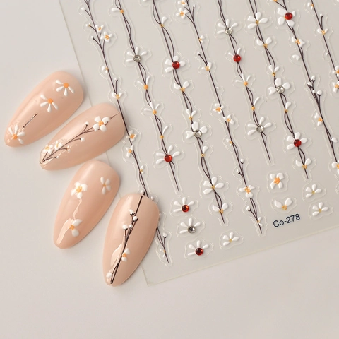 Adesivi Per Unghie 5D Rilievo Fiore Design Floreale Vite Strass Autoadesivi Decorazione Manicure Donne Accessorio DIY