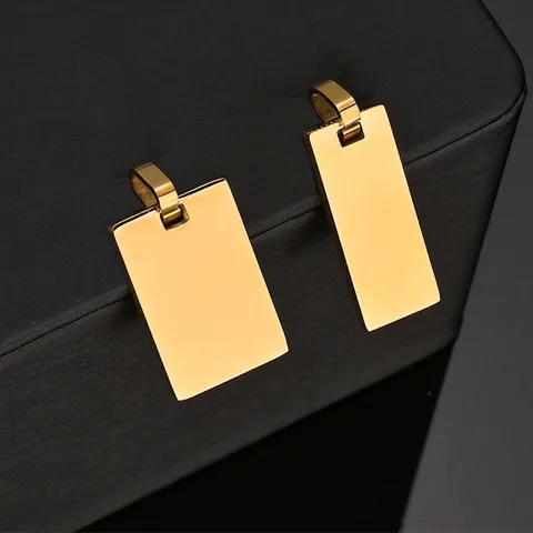 Colgante Rectangular Geométrico Minimalista Acero Inoxidable Pulido Placa En Blanco Accesorio Joyería Moda