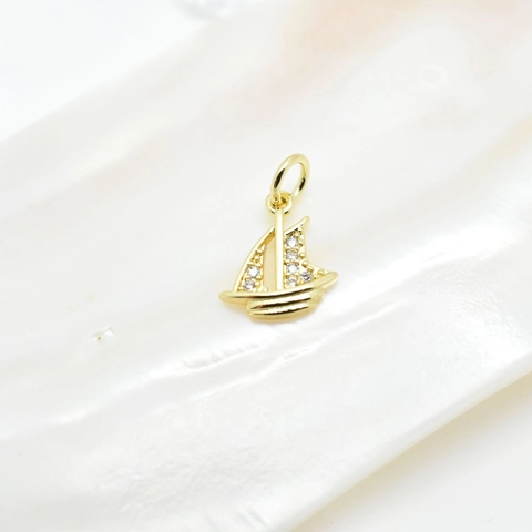 Charms Pendants Sailboat Starfish Palm Tree Cloud Micro Pave Zircon 18K Gold Plated Brass For DIY Jewelry Making