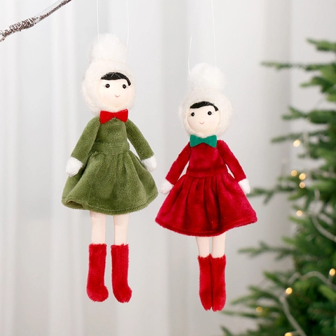 Ornamenti Della Bambola Dell'Angelo Della Peluche Di Natale Vestito Di Velluto Tessuto Lavorato Maglia Decorazione