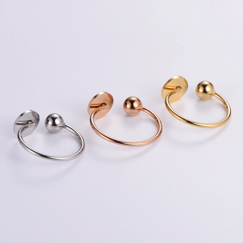 Stainless Steel Open Ring Minimalist Geometric Ball And Disc Adjustable Finger Jewelry For Women Commuter Style