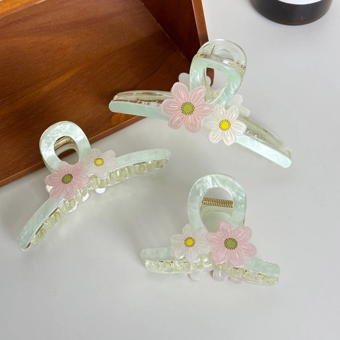 Flower Hair Claw Clip Acrylic Marble Sweet Floral Hairpin For Women Versatile French Style Hair Accessories