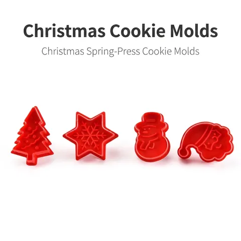 Molde Para Galletas De Navidad Prensa De Émbolo Plástico Patrón 3D Papá Noel Muñeco De Nieve Árbol Copo Herramientas