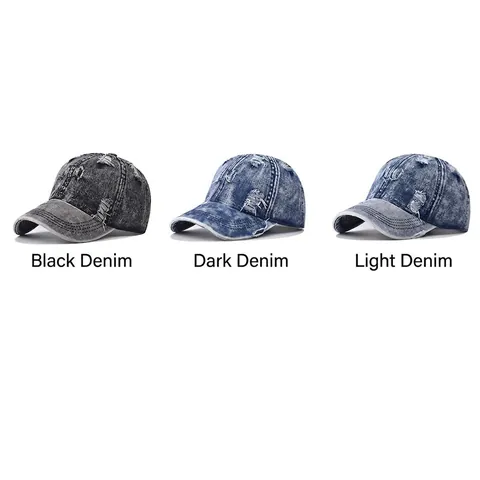 Cappello Da Baseball In Denim Distressed Lavato Strappato Vintage Regolabile Protezione Solare Esterno Per Uomini E Donne