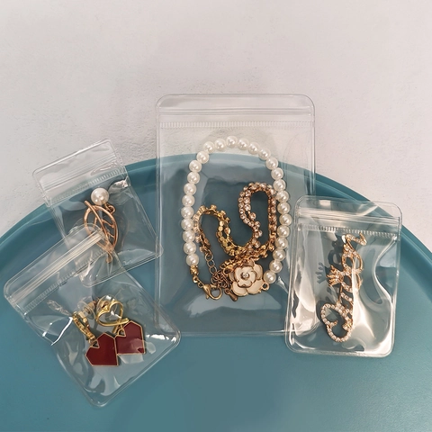 Transparent Jewelry Packaging Bags PVC Clear Ziplock Self Sealing Anti Oxidation Dustproof Storage Pouches For Earrings