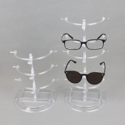 Clear Plastic Eyeglasses Display Rack Sunglasses Organizer Stand For Retail Countertop Home Storage Detachable Sturdy