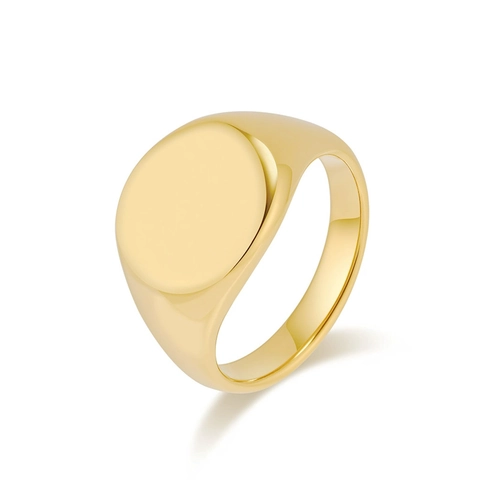 Anello con Sigillo Minimalista in Acciaio al Titanio da Uomo Oro Argento Nero Lucidato Tondo Piatto Anello Semplice Gioielli