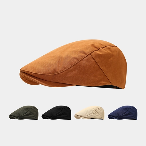 Gorra Plana De Algodón Sombrero Newsboy Transpirable Secado Rápido Retro Estilo Británico Unisex Ajustable Color Sólido