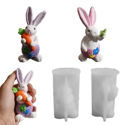 3D Geweven Konijn Siliconen Vorm Paashaas Kaarsen Maken Zeep DIY Gips Hars Aroma Sculptuur Dessert Bakgereedschap